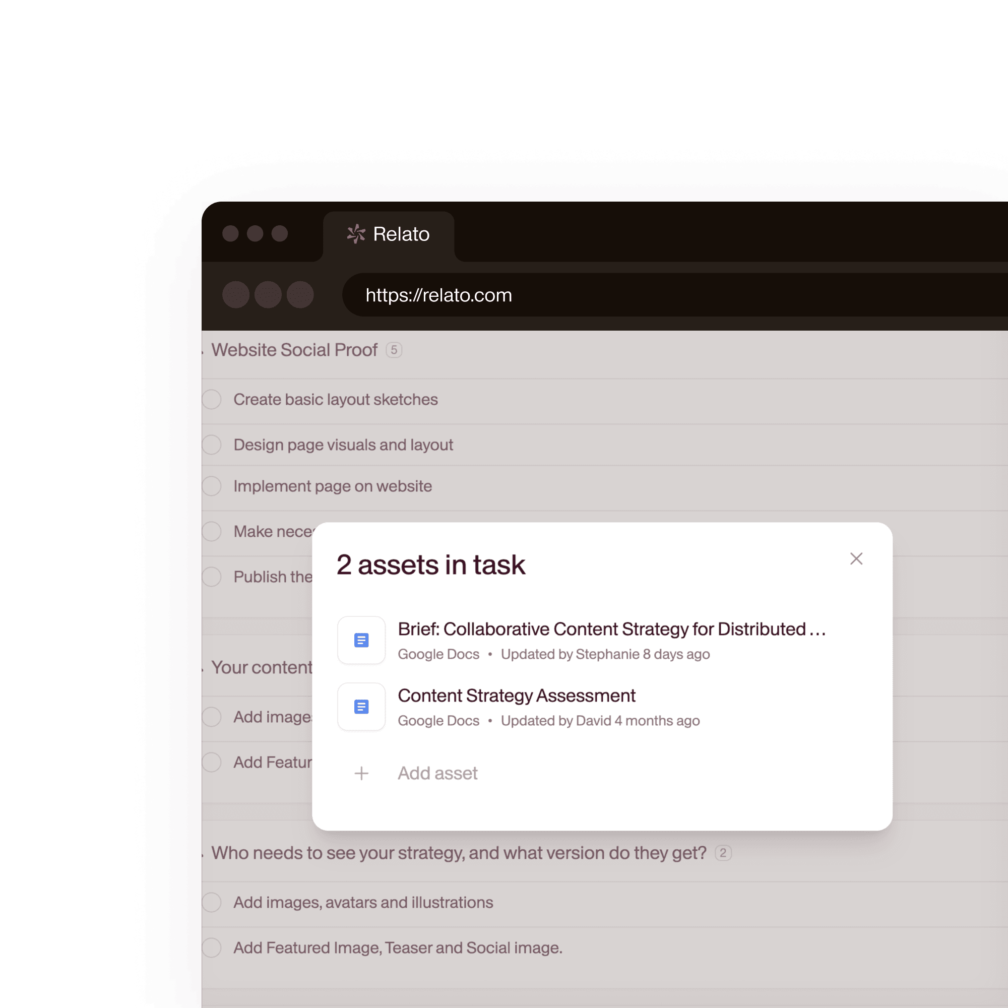 Link tasks to content and strategy undefined
